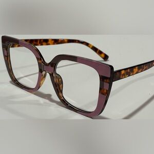 Oversized Square Pink & Tortoiseshell Eyeglasses | Trendy Fashion Frames w/ Case